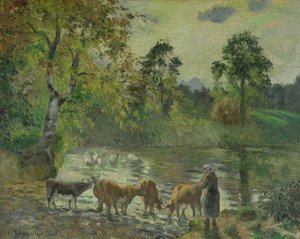 Dammen ved Montfoucault, 1875 af Camille Jacob Pissarro